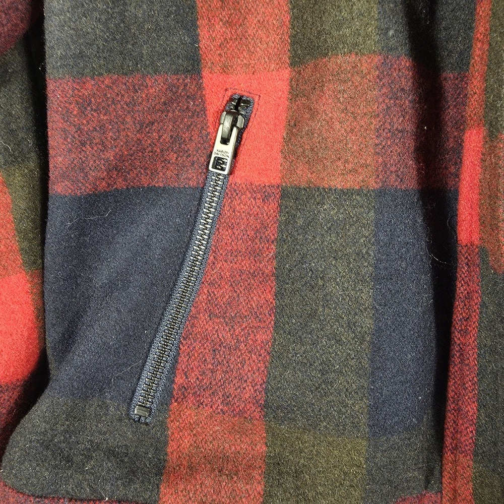 Harley-Davidson Women's Wool Hooded Jacket 2XL Plaid Red Black Double Zip - Picture 16 of 16